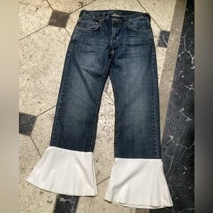 Repurposed Vintage Gap Jeans done with vintage textiles